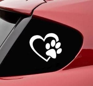 Hvide bilstickers, Stickers med poter og hjerte til biler