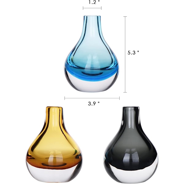 Vas hemdekoration blomma glas bröllop fest dekoration prydnader (grå, 13,5 cm)