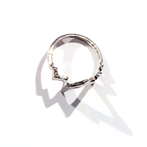 ECG-formad Ring Amerikansk Gata Stil Dekorativ Herr & Dam Mode Legering Ring För Fest Silver