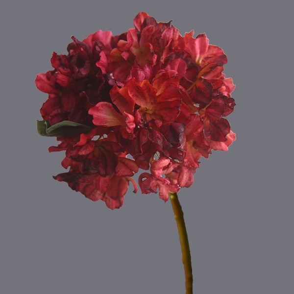 Simulering blomma 3 brända kant stjälkar kort gren simulering hortensia blomma heminredning (röd)
