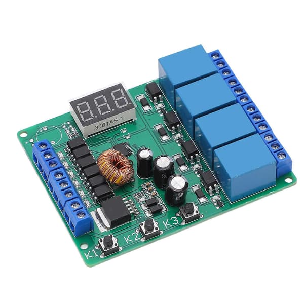 Programmerbar 4-veis relékontrollmodul med digitalt display for krets
