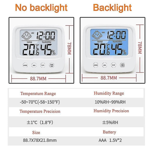 Inomhus LCD digital termometer Hygrometer Mini Utomhus Elektronisk Temperatur Luftfuktighet Mätning Väderstation För Baby Room No Backlight White