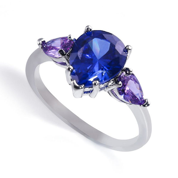 Mode Kvinnor Falsk Safir Ametist Finger Ring Bröllop Fest Smycken Present US 8
