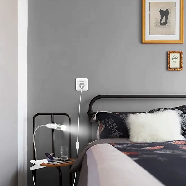 E27-sockelklämma med strömbrytare, LED-bordlampa med 360 graders svanhals, klämma med 1,8 m kabel, för växter, akvarier, bord, ma