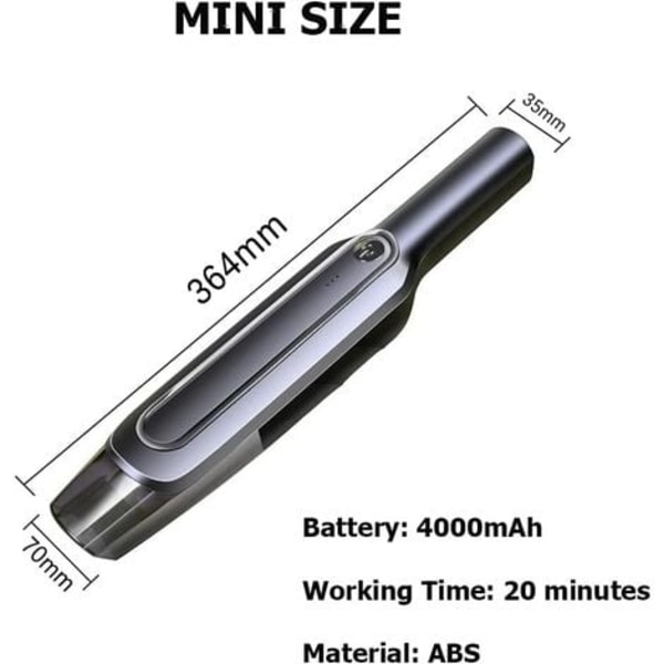 Auton imuri, langaton käsikäyttöinen imuri, 120W 4000mAh kannettava USB-lataus auton langaton imuri
