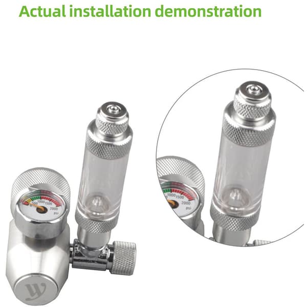 Metallisk CO2-backventilbubbelmätare, tryckreduceringsventil, med finjusteringsmagnetventil