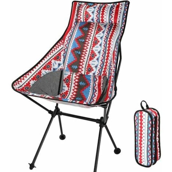 Ultralet campingstol Foldbar strandstol med nylonnet, nakkestøtte til udendørs, fiskeri, vandreture, rygsæk, picn