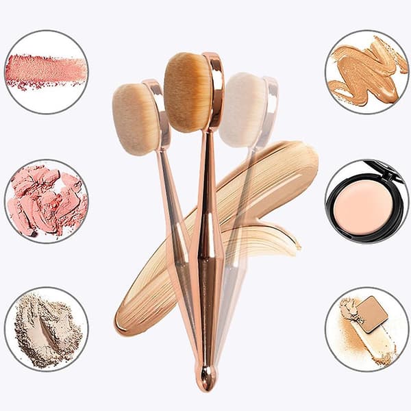 Blød børste makeup børste til foundation, pudder, kontur, concealer, blush, rosegold
