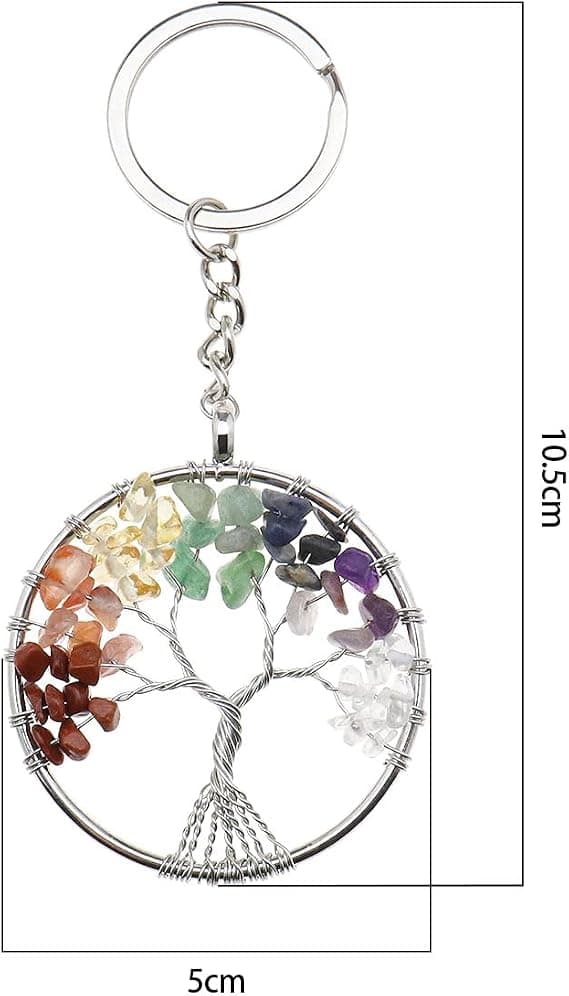 Nøglering 7 Chakra Livets Træ Krystal Nøglering Ædelsten Healing