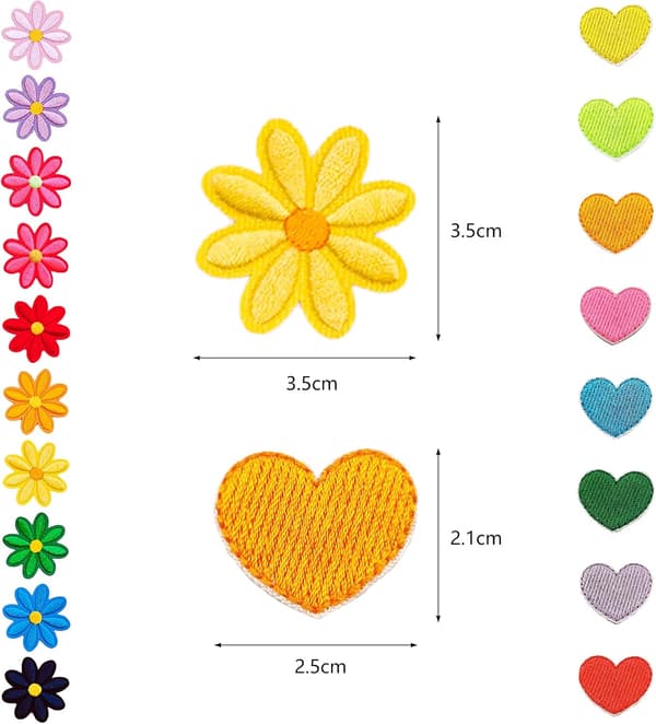 40 stk. strygemærker til tøj, tusindfryd blomst strygemærke