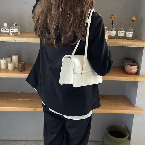 Dame Satchel Læder Tote Taske Fashion Dame Skuldertaske (hvid)