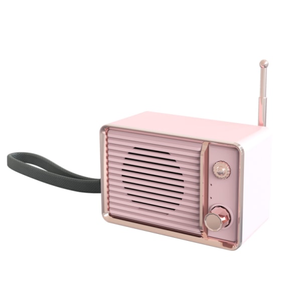 Retro Langaton Bluetooth-kaiutin, Mini Söpö Kannettava Kaiutin (Vaaleanpunainen)