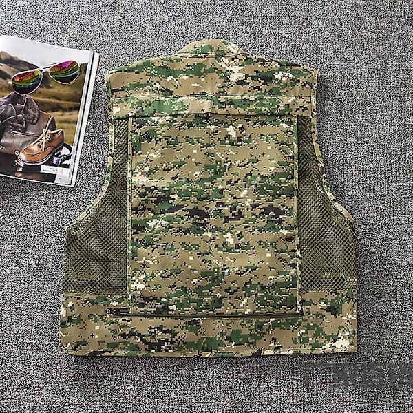 Camouflage Vest Udendørs Mænds Fotografering Mesh Vest Multi-lomme Fiske Casual Hest Klip M