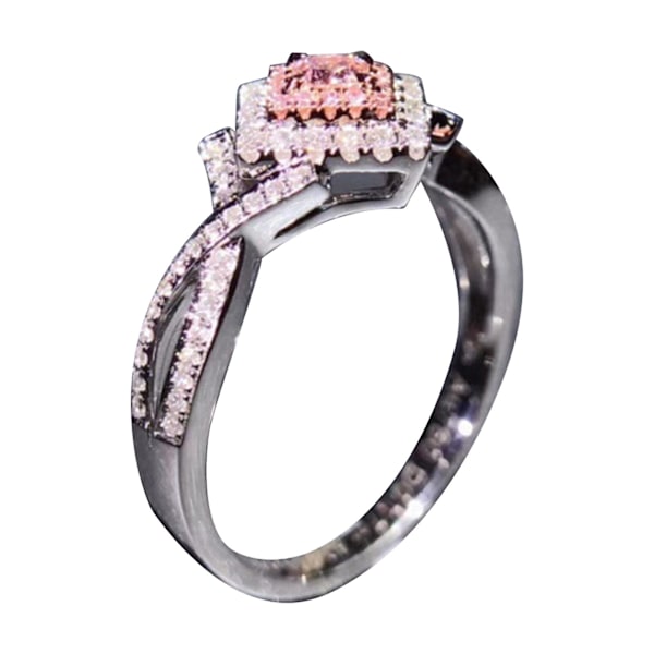 Ring Kvadratisk Kubisk Zirkonia All-Match Legering Brud Bröllop Rhinestone Fingerband För Kvinnor US 9