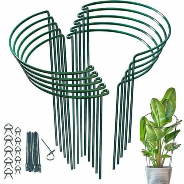 6x Plant Stakes, Half-Round Green Stakes Plant Support Plant Support, Help Your Plants Grow - Plant Support Ring Stakes