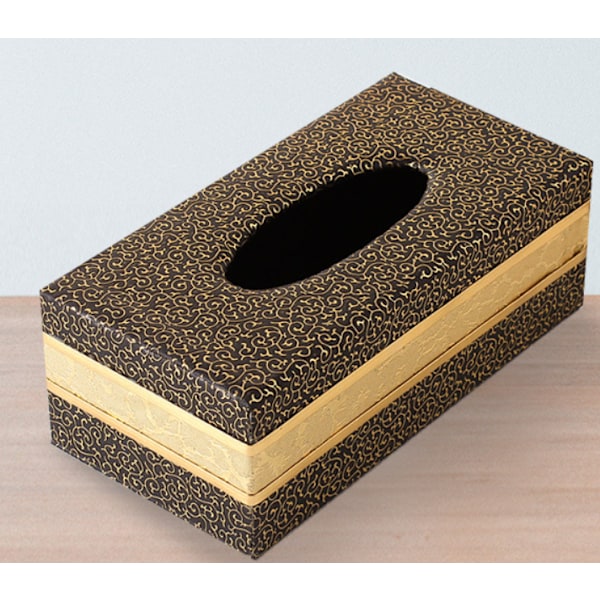 Home Xiangyun Plus Phnom Penh Medium Black Leather Tissue Box,
