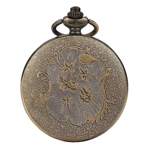 Blomsterserie Steampunk Kvartsfick-ur Retro Halv Hunter Skalfick-ur för Kvinnor