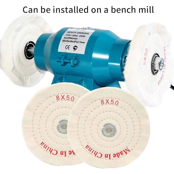 Smyckesputsduk Hjul Vit Pärlduk Hjul Bomull Vit Duk Hjul 2st(3tum(75MM)Hål 4MM),