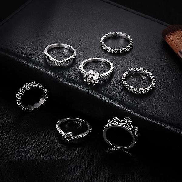 7 stk. Bohemian Vintage Punk Knuckle Midi Ringe til Kvinder - Fingersmykker Gaveæske