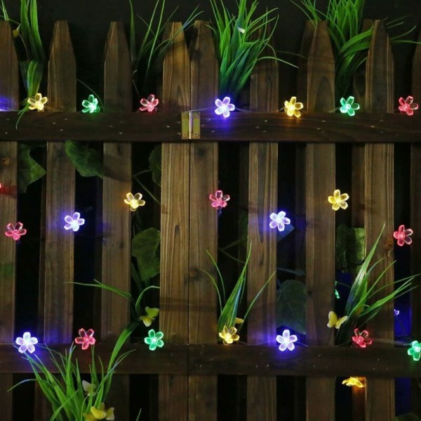 Åtta funktioner Färg Cherry Blossoms 7m 50 LED-lampor Solar Fairy Lights String Lights Utomhusdekoration, för inomhus- en