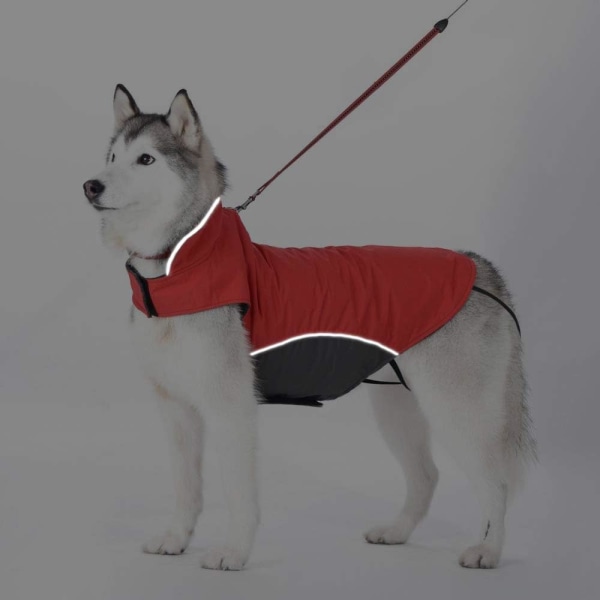 Vinter Vandtæt Hundejakke med Snorehul i Maven Beskyt Hvalp Kæledyr Vest Tøj Letvægts Non-Woven Velcro Jakke til Mellemstore Store Hunde, RØD, 4XL