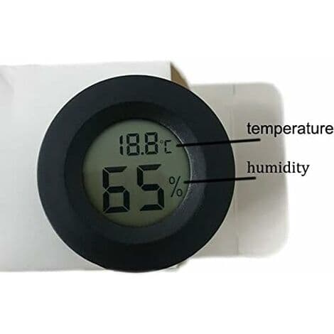 Mini 4,5 cm svart digital termometer hygrometer, digital LCD-display inomhus utomhus bärbar rund termometer batterier