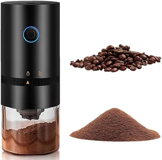 Sort bærbar elektrisk kværn til kaffe, USB-opladelig