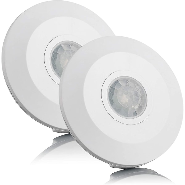 2x Indoor Motion Detector, Surface Mounting, Programmable, Infrared Sensor, Range 6m/360, Suitable Led