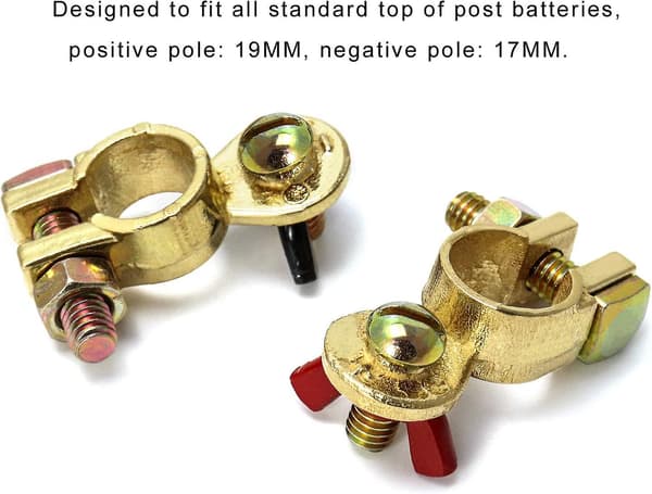 Batteripoler, Mässing Batteripoler, Batterikontakter Med Vingmutter, För Bil Motorcykel Båt, 2 Par