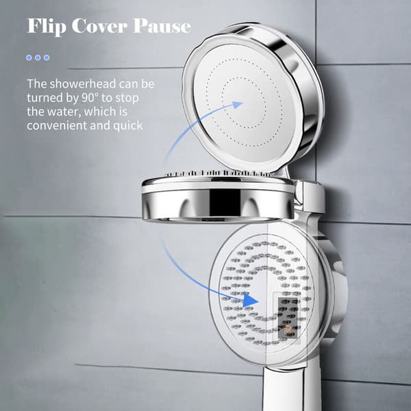 Dusj med turbo, 304 rustfritt stål dusj, reversibel digital dusj, grå, egnet for badet