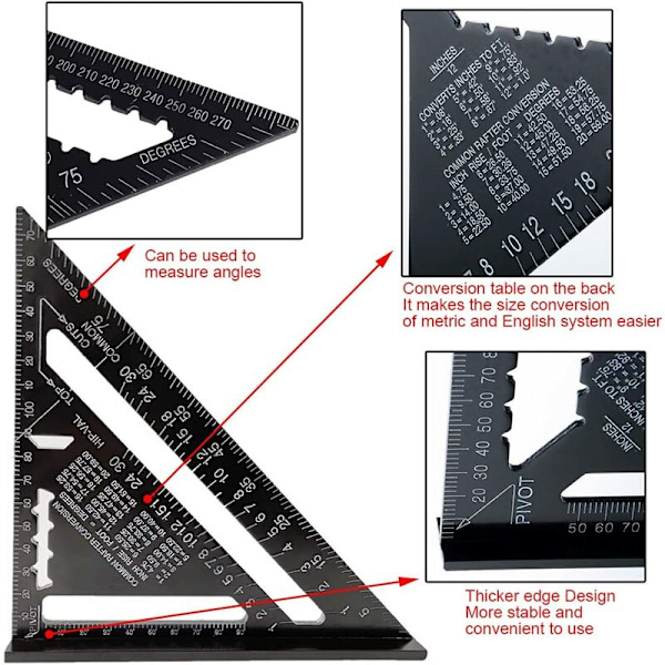17cm Triangelvinkelmätare i Aluminiumlegering, Fyrkant, Snickare, Triangel, Mätverktyg, Professionell, Vinkelmått, Triangulär