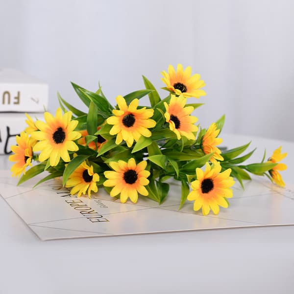 Kunstig tusindfryd falsk gul blomst 3stk,