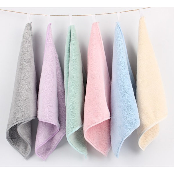 3 stycken absorberande korallfleece kvadratiska handdukar förtjockade små kvadratiska handdukar små handdukar små näsdukar 30*30 (Korallfleece handduk - gul)