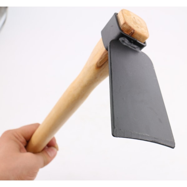 Flad hakke med kraftig smedet adze og ergonomisk skridsikkert glasfiberhåndtag 35 cm, enkelt hovedhakke til havearbejde, hunti