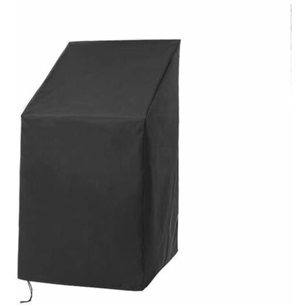 210D Oxford Vattentät Stapelbar Stolöverdrag med Rep och Spänne, Utomhus Stapelbar Fåtöljöverdrag, Svart, 64*64*70/120cm