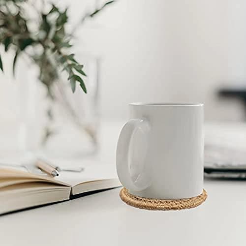 6 runde vævede drikkeunderlag i kaffefarve, varmebestandige