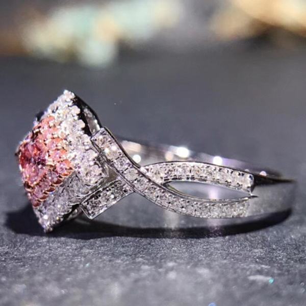 Ring Kvadratisk Kubisk Zirkonia All-Match Legering Brud Bröllop Rhinestone Fingerband För Kvinnor US 9