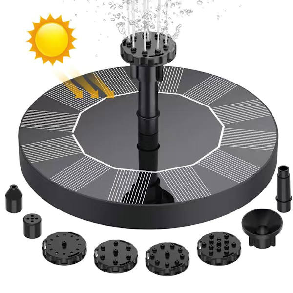 Solcelled Fontæne Vandfontæne / Vandpumpe / Pumpe Sort Black 13cm