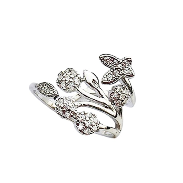 Silver Lovely Smycken Butterfly Design Förlovningsring För Kvinnor Flickor Dam Rose Gold