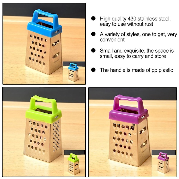 Mini Firsidigtet Rustfrit Stål Høvlemølle Ost Rivejern Langt Håndtag Grøntsager Køkkenredskab Manuelt Fint Net Håndholdt Slicer