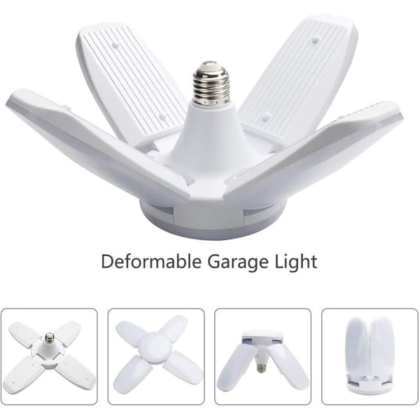 Pakke Hvid LED Pladelys 4+1 Foldbart Lys, Loftlys, Garagelys, 60W E27 6500K 6000Lm Værkstedslys, 175-265v