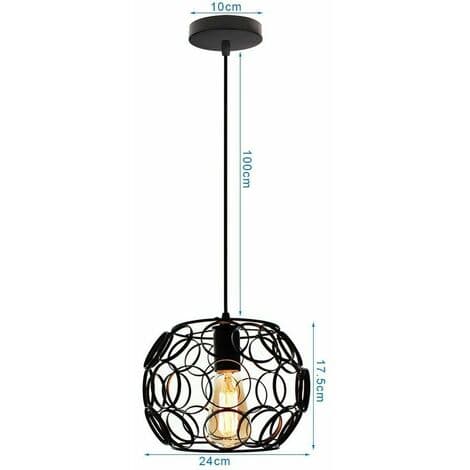 Metalkuppel Pendel Lysekrone Nordisk Moderne E27 Loftslampe til Soveværelse Stue Bar Cafe - Sort - Sort