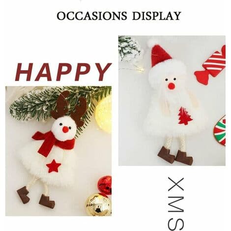 Julhängande Ornament Set med Älg, Tomte, Snögubbe och Ängeldocka - Julgranspynt för Tacksägelse