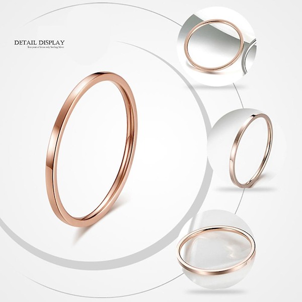 Dame Mode Glat Tynd Titanium Stål Bånd Fingerring Bryllup Smykker Gave Silver US4