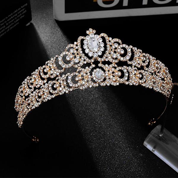 Brudekrone Hodeplagg For Kvinner Bryllup Bursdag Hodepynt Rhinestones Inlagt Retro Luksus Hår Silver