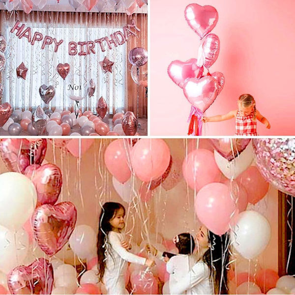 20 stk 18 tommer lyserøde hjerteballoner, hjerte helium balloner, bryllupsfolie ballon, folie ballon, hjerte balloner (lyserød)