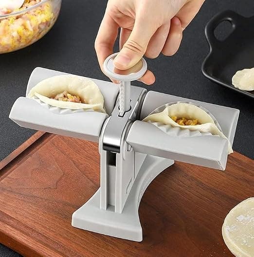 1 automatisk dobbeltsidig dumplingform, pakker dumplings, to om