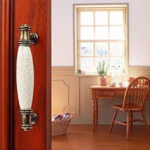 2 stk. Keramiske Møbelgreb T-Formet Greb, Keramisk Zink Legering Greb (96mm Centerafstand)
