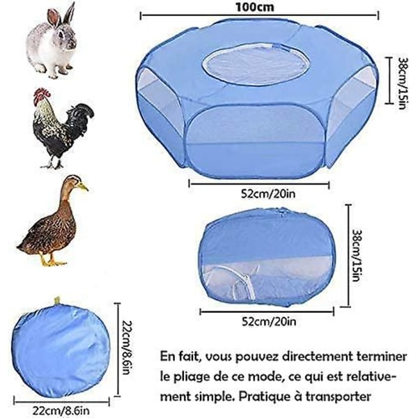 Helian - Legestue til små dyr med låg - Foldbar og bærbar bur - Vandafvisende - Åndbar - Til kanin, egern, killing, hvalp, chinchilla og