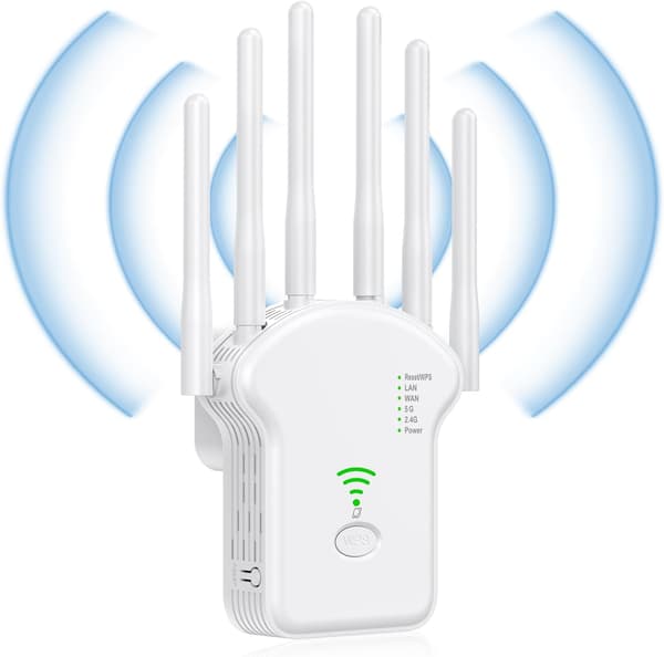 Utomhus WiFi Repeater, Kraftfull 1200Mbps WiFi Repeater med 6 Antenner, Trådlös WiFi Förstärkare, WiFi Extender, Stöder